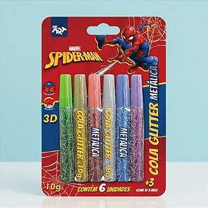 Cola Glitter Metálica - Homem Aranha - 6 Cores - Disney Original - 1 unidade - Rizzo