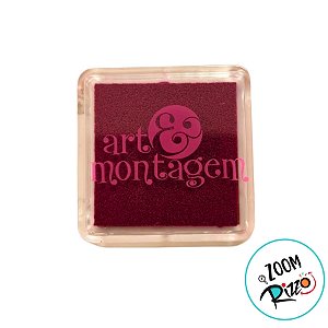 Almofada Para Carimbo em Plástico e Espuma - Carimbeira Vinho - 3,5x3,5cm - 1 unidade - Art Montagem - Rizzo