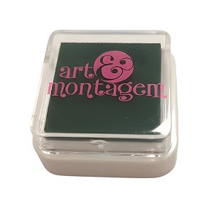 Almofada Para Carimbo em Plástico e Espuma - Carimbeira Verde Escuro - 3,5x3,5cm - 1 unidade - Art Montagem - Rizzo