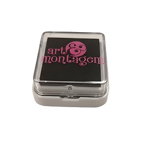 Almofada Para Carimbo em Plástico e Espuma - Carimbeira Preta - 3,5x3,5cm - 1 unidade - Art Montagem - Rizzo