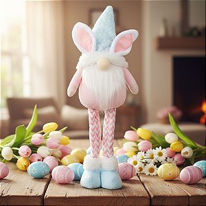 Gnomo Kringle em pé com Orelha Coelho - Rosa - 56x27x15cm - 1 unidade - Cromus - Rizzo