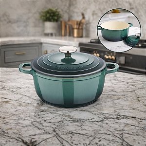 Caçarola de Alumínio Forjado com Revestimento Cerâmico - Verde - Linha Excalibur - 2,2L - 1 unidade - Cromus - Rizzo