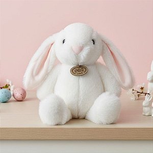 Coelho de Pelúcia Branco com Tag Love - 25x19x9cm - 1 unidade - Rizzo
