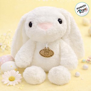Coelho de Pelúcia Branco com Tag - 30cm - 1 unidade - Rizzo