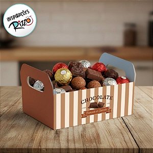 Caixote de Papel Cartão - Tons de Chocolate - 16x10,5x4,5cm - 1 unidade - Cromus - Rizzo