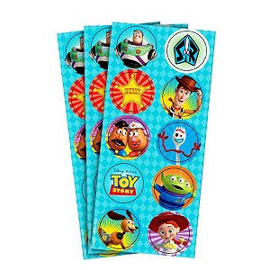 Adesivo Redondo para Lembrancinha Festa Toy Story 4 - 30 unidades - Regina - Rizzo Festas