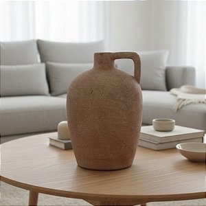 Vaso Decorativo de Cerâmica com Alça - Ocre - 33x15x13cm - 1 unidade - Cromus - Rizzo