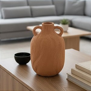 Vaso Decorativo de Cerâmica com Duas Alças - Terroso - 37x24x23cm - 1 unidade - Cromus - Rizzo