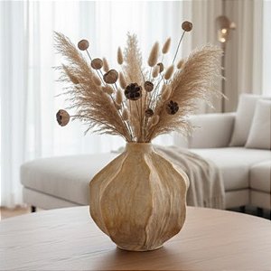 Vaso Decorativo Orgânico de Cerâmica - Dourado - 30x16x16cm - 1 unidade - Cromus - Rizzo