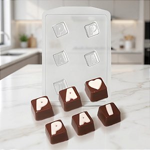 Forma de Acetato Especial - Quadrado Papai - 3,0x3,0x2,0cm - Ref. FP141 - Crystal - Rizzo Confeitaria