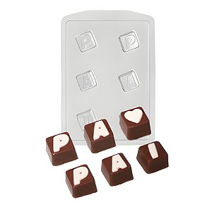 Forma de Acetato Especial - Quadrado Papai - 3,0x3,0x2,0cm - Ref. FP141 - Crystal - Rizzo Confeitaria