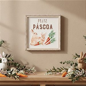 Enfeite Decorativo De Páscoa - Quadro Feliz Páscoa - 30x30x2,5cm - 1 unidade - Cromus - Rizzo