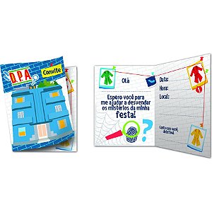 Convite Festa DPA Detetives do Prédio Azul - 08 unidades - Festcolor - Rizzo Festas