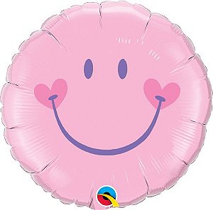 Balão Metalizado Sorridente Encantadora Rosa - 18'' - Qualatex - Rizzo festas