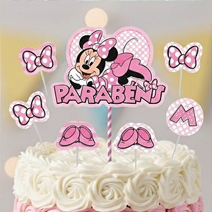 Topo de Bolo - Minnie Mouse Rosa - Disney Original - 7 unidades - Rizzo
