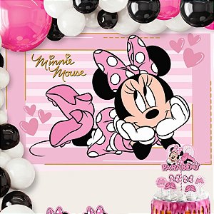 Painel TNT Minnie Mouse Rosa - 1,03x0,70m - Disney Original - 1 unidade - Rizzo