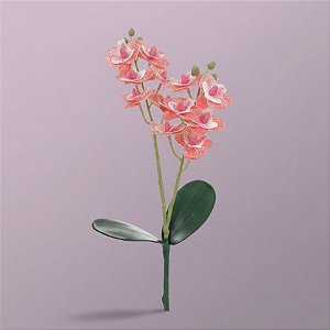Haste Flor Permanente - Orquídea Phalaenopsis com Folha - Pink - 33cm  - 1 unidade - Cromus - Rizzo