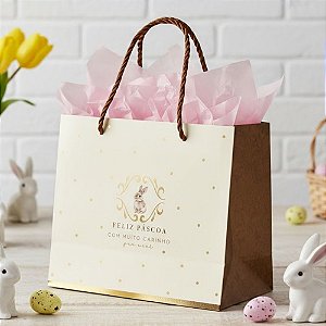Sacola Premium Para Caixa Meio Ovo - Classique Bunny - 30x26x14cm - 1 unidade - Cromus - Rizzo
