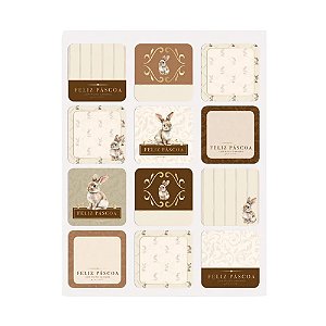 Etiqueta Adesiva de Páscoa - Classique Bunny - 4x4cm - 24 unidades - Cromus - Rizzo