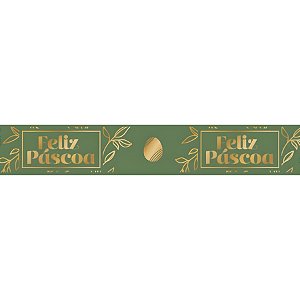 Laço Fácil de Fita de Cetim - Feliz Páscoa Gold Verde - ELRC005H Cor 008 - 22mm - 5 unidades - Fitas Progresso - Rizzo