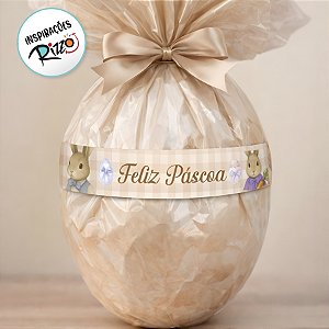 Fita de Cetim 22mm x 10m - Coelho e Coelha Xadrez Bege - ECF005TR Cor 233 - Rolo 10m - 1 unidade - Fitas Progresso - Riz