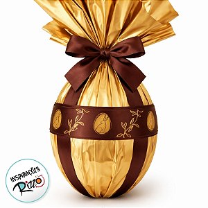 Fita de Cetim 22mm x 10m - Ovos Silhueta Gold Marrom - ECF005H Cor 1111 - Rolo 10m - 1 unidade - Fitas Progresso - Rizzo