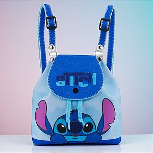 Mini Mochila - Stitch - Azul Claro - 17x19cm - Disney Original - 1 unidade - Rizzo
