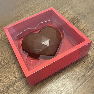 Caixa Coração Diamantado - 1 Cavidade - Vermelho - 20x19cm - 5 unidades - Rizzo