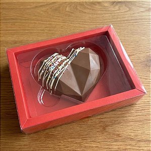 Caixa Coraçã Plano - 1 Cavidade - Vermelho - 12,5x16,5cm - 5 unidades - Rizzo