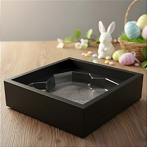 Caixa Coração Diamantado - 1 Cavidade - Preto - 20x19x3cm - 5 unidades - Crystal - Rizzo