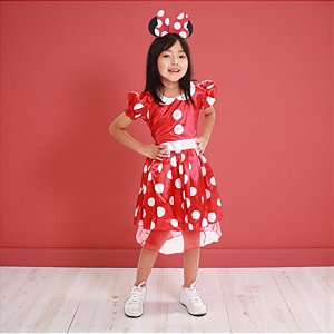 Fantasia Infantil Minnie Mouse - Vestido e Tiara - M - Disney Original - 1 unidade - Rizzo