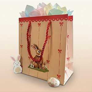 Sacola de Papel Premium de Páscoa - Morango Vermelho - 15,5x14,5x7cm - 1 unidade - FlorArte - Rizzo