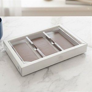 Caixa Para 3 Tabletes de Chocolate - Branco - 20,5x3x13,5cm - 5 unidades - Crystal - Rizzo