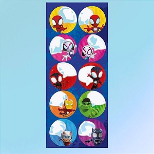 Adesivo Redondo - Spidey e Seus Amigos - 4x4cm - Disney Original - 10 unidades - Cromus - Rizzo