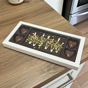 Caixa Para Tablete e 4 Bombons de Coração - Branco - 23x3x11cm - 5 unidades - Crystal - Rizzo