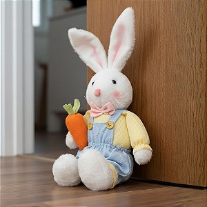 Peso de Porta Coelhinho de Jardineira - Amarelo e Azul - 40x14x8cm - 1 unidade - Cromus - Rizzo