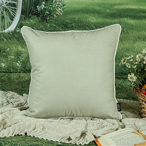 Capa para Almofada Premium - Verde Pastel Liso com Cardone Branco - 43x43cm - 1 unidade - Rizzo