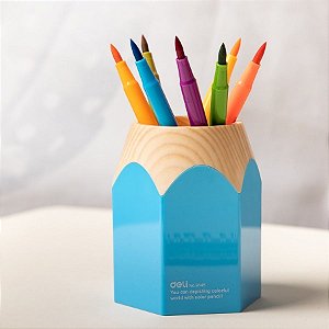 Porta Objeteto Formado de Lápis - Azul - 10cm - 1 unidade - Deli - Rizzo