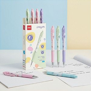 Caneta Esferográfica Retrátil JOYIN - Sortidas - Ponta Bullet 0,7mm Azul - Caixa - 12 unidades - Deli - Rizzo