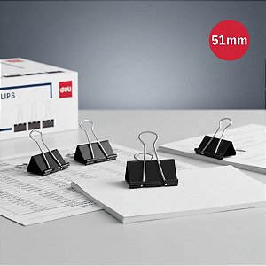 Prendedor de Papel Effortless - Suporta 240 Folhas - 51mm - Caixa - 12 unidades - Deli - Rizzo