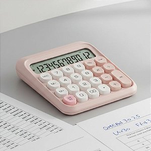 Calculadora 12 Dígitos com Teclado Mecânico  - Rosa - 14x13,5x3,2cm - 1 unidade - Deli - Rizzo