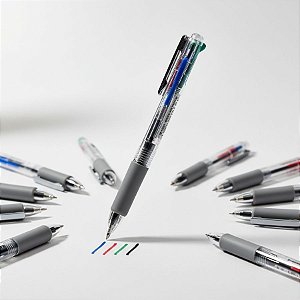 Caneta Esferográfica Retrátil 4 Cores - ARRIS - Ponta Bullet 0.7mm - 36 unidades - Deli - Rizzo