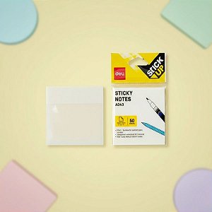 Bloco de Notas Adesivas - Transparente - 7,6x7,6cm - Caixa - 24 unidades - Deli - Rizzo