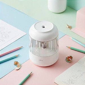 Apontador Elétrico - 3 Regulagens - Branco - 9,5x7,5cm - 1 unidade - Deli - Rizzo