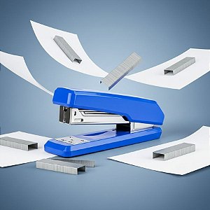Grampeador com Extrator de Grampos - Suporta até 25 folhas - 11,5x5,5cm - Azul - 1 unidade - Deli - Rizzo