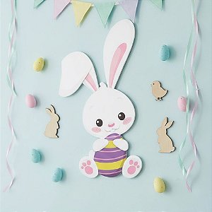 Painel Decorativo de Páscoa - Coelhinho com Ovo de Páscoa - 34x55cm - 1 unidade - Piffer - Rizzo