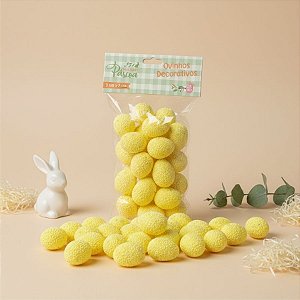 Ovinhos de Páscoa Decorativos Granulados Amarelo - 3cm  - 25 unidades - Rizzo