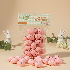 Ovinhos de Páscoa Decorativos Rosa com Manchinhas - 3cm  - 25 unidades - Rizzo
