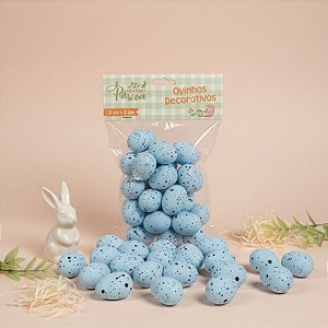 Ovinhos de Páscoa Decorativos Azul com Manchinhas - 3cm  - 25 unidades - Rizzo