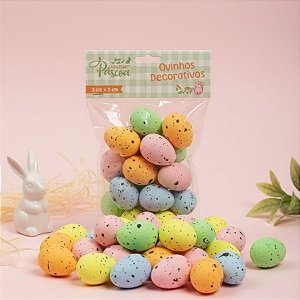 Ovinhos de Páscoa Decorativos Coloridos com Manchinhas - 3cm  - 25 unidades - Rizzo